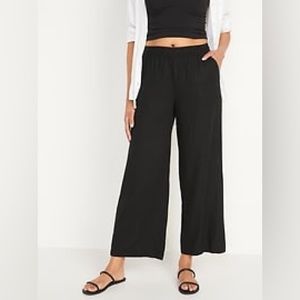 Old Navy Women’s wide leg linen pants. High waist. Size L. Black.